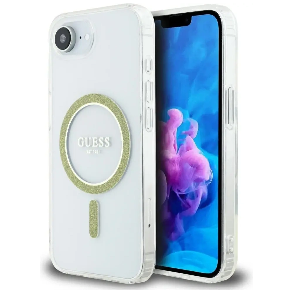 Hurtownia GSM - Guess IML Glitter Circle MagSafe Apple iPhone 16e klar - GUE4542 - {ean13} - Hurt