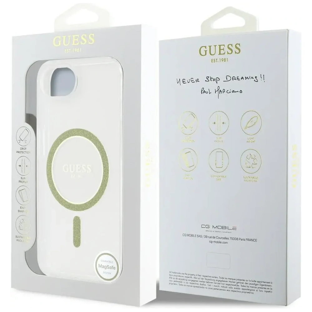 Hurtownia GSM - Guess IML Glitter Circle MagSafe Apple iPhone 16e klar - GUE4542 - {ean13} - Hurt