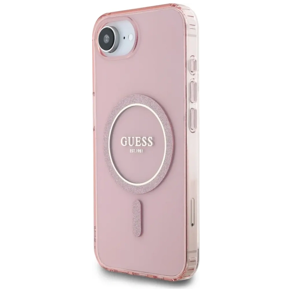Hurtownia GSM - Guess IML Csillámos Kör MagSafe Apple iPhone 16e rózsaszín - GUE4543 - {ean13} - Hurt