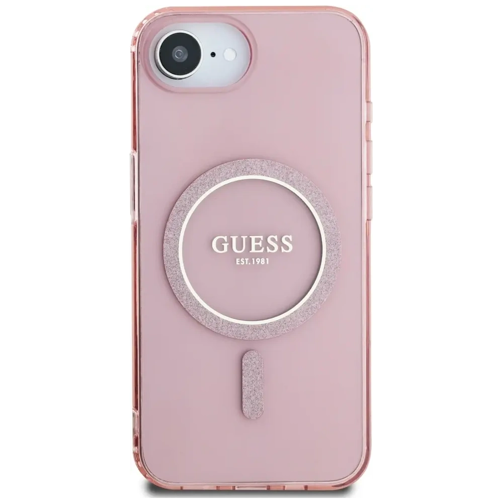 Hurtownia GSM - Guess IML Csillámos Kör MagSafe Apple iPhone 16e rózsaszín - GUE4543 - {ean13} - Hurt