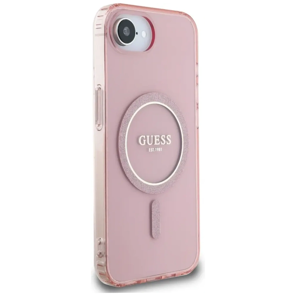 Wholesale Guess IML Glitter Circle MagSafe Apple iPhone 16e pink - GUE4543 - {ean13} - Hurt