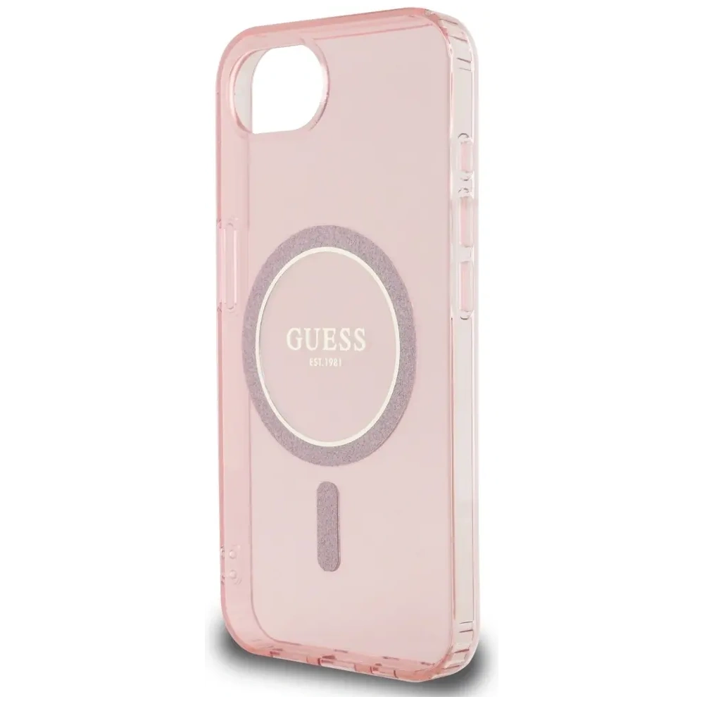 Wholesale Guess IML Glitter Circle MagSafe Apple iPhone 16e pink - GUE4543 - {ean13} - Hurt