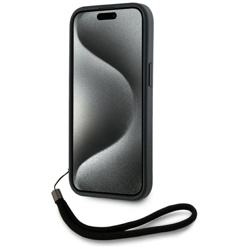 Etui Karl Lagerfeld Saffiano Athleisure Stripes Cord do Apple iPhone 15 czarno-różowy