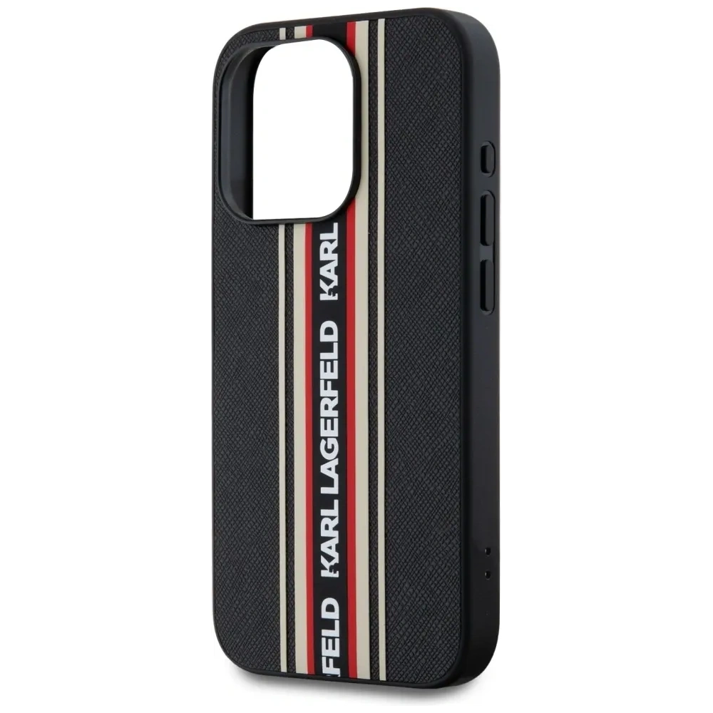 Hurtownia GSM - Karl Lagerfeld Saffiano Athleisure Csíkos Kábel Apple iPhone 15 Pro Max fekete-piros - KLD22029 - {ean13} - Hurt