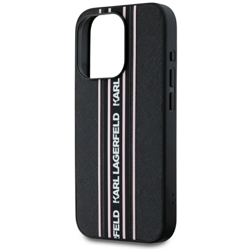 Hurtownia GSM - Karl Lagerfeld Saffiano Athleisure Csíkos Kábel Apple iPhone 15 Pro Max fekete-rózsaszín - KLD22030 - {ean13} - Hurt