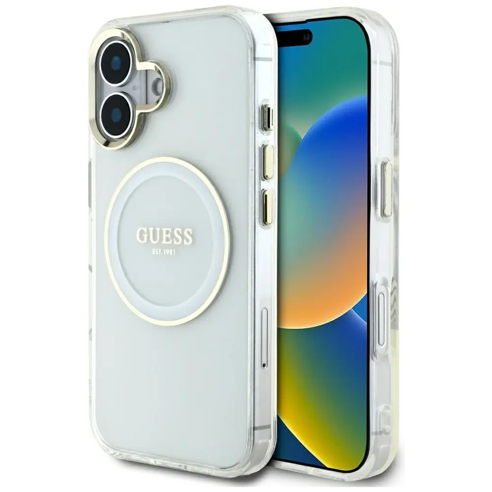 Hurtownia GSM - Tippelj IML Fém Színű Kör Klasszikus Logó MagSafe Apple iPhone 16 fehér - GUE4544 - {ean13} - Hurt