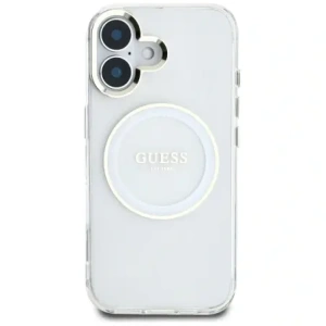 Wholesale Guess IML Metal Colored Circle Classic Logo MagSafe Apple iPhone 16 white - GUE4544 - {ean13} - Hurt
