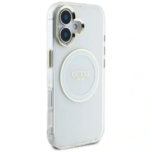 Wholesale Guess IML Metal Colored Circle Classic Logo MagSafe Apple iPhone 16 white - GUE4544 - {ean13} - Hurt