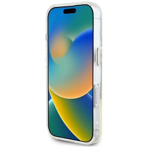 Etui Guess IML Metal Colored Circle Classic Logo MagSafe do Apple iPhone 16 biały