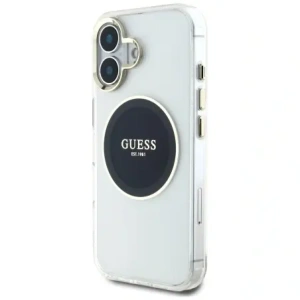Hurtownia GSM - Guess IML Metal Colorat Cerc Logo Clasic MagSafe Apple iPhone 16 negru - GUE4545 - {ean13} - Hurt