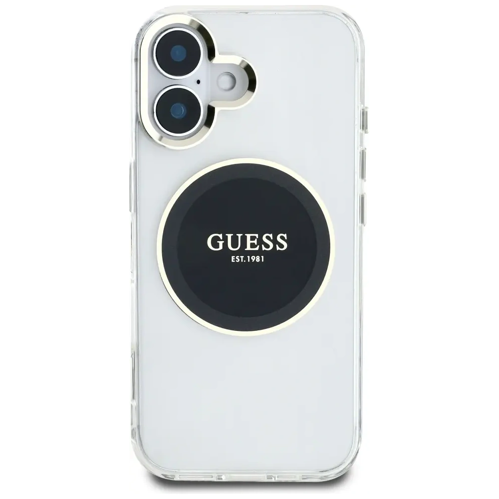 Wholesale Guess IML Metal Colored Circle Classic Logo MagSafe Apple iPhone 16 black - GUE4545 - {ean13} - Hurt
