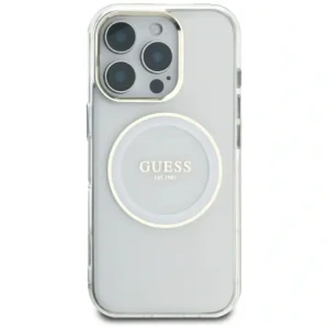 Wholesale Guess IML Metal Colored Circle Classic Logo MagSafe Apple iPhone 16 Pro white - GUE4546 - {ean13} - Hurt
