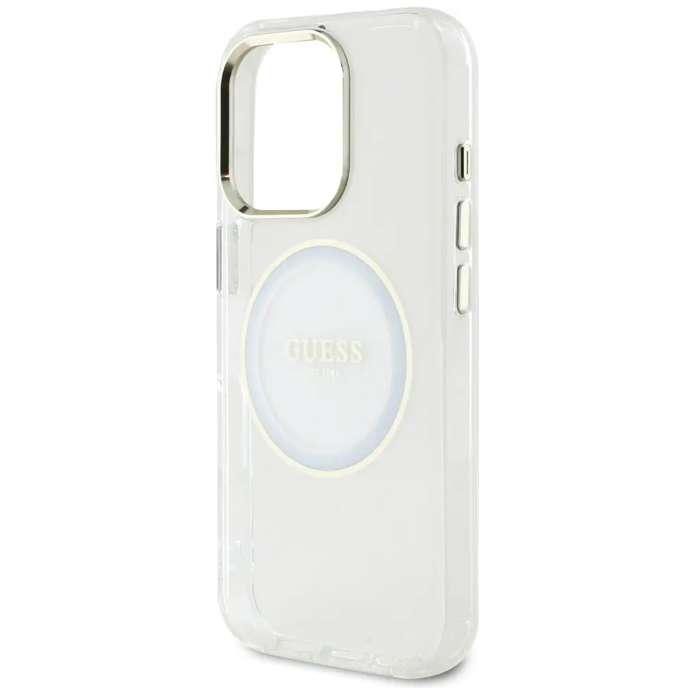 Wholesale Guess IML Metal Colored Circle Classic Logo MagSafe Apple iPhone 16 Pro white - GUE4546 - {ean13} - Hurt