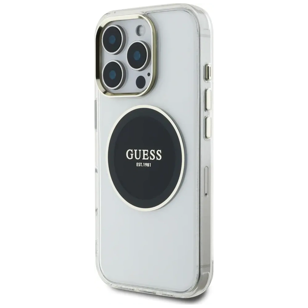 Hurtownia GSM - Guess IML Metal Colorat Cerc Logo Clasic MagSafe Apple iPhone 16 Pro negru - GUE4547 - {ean13} - Hurt