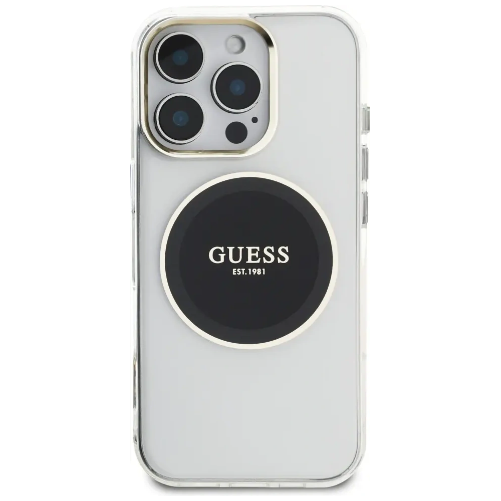 Hurtownia GSM - Guess IML Metal Colorat Cerc Logo Clasic MagSafe Apple iPhone 16 Pro negru - GUE4547 - {ean13} - Hurt