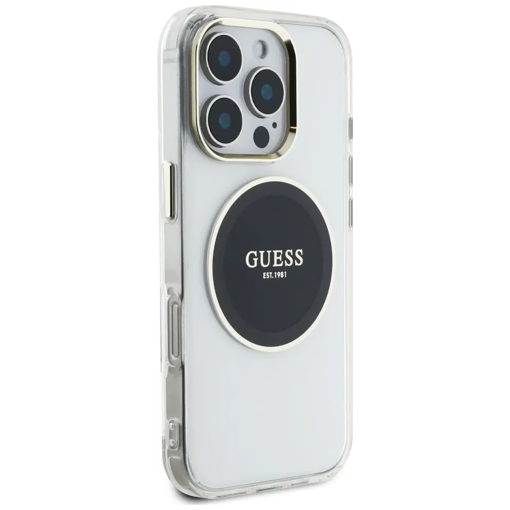 Hurtownia GSM - Guess IML Metal Colorat Cerc Logo Clasic MagSafe Apple iPhone 16 Pro negru - GUE4547 - {ean13} - Hurt