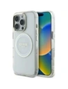 Wholesale Guess IML Metal Colored Circle Classic Logo MagSafe Apple iPhone 16 Pro Max white - GUE4548 - {ean13} - Hurt