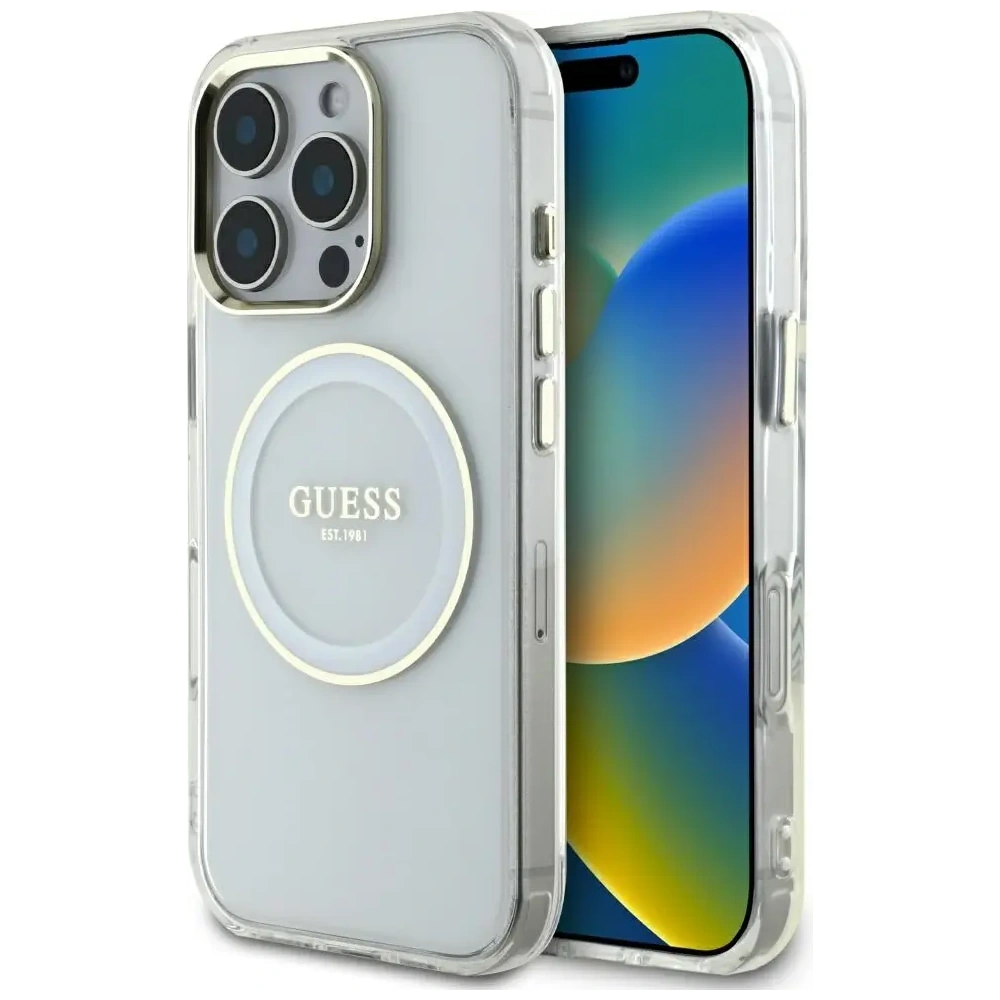 Hurtownia GSM - Guess IML Metallfarbener Kreis Klassisches Logo MagSafe Apple iPhone 16 Pro Max weiß - GUE4548 - {ean13} - Hurt