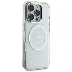 Wholesale Guess IML Metal Colored Circle Classic Logo MagSafe Apple iPhone 16 Pro Max white - GUE4548 - {ean13} - Hurt