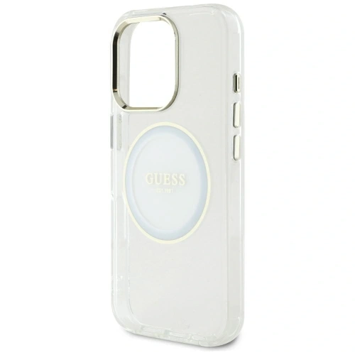Etui Guess IML Metal Colored Circle Classic Logo MagSafe do Apple iPhone 16 Pro Max biały