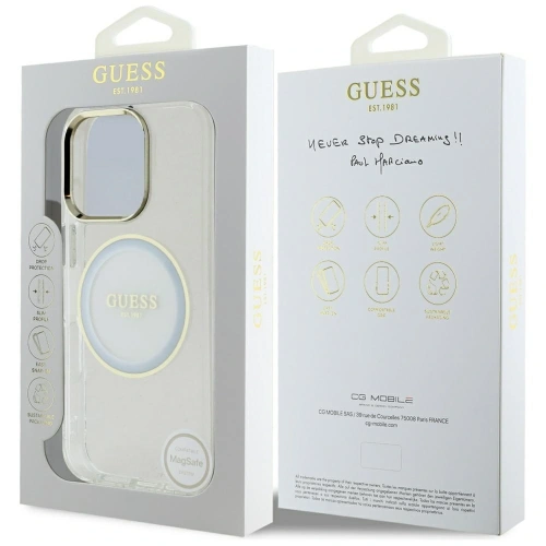 Etui Guess IML Metal Colored Circle Classic Logo MagSafe do Apple iPhone 16 Pro Max biały