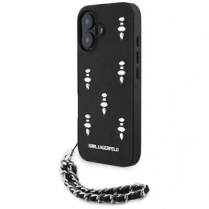Wholesale Karl Lagerfeld Saffiano Crystals w/Chain Apple iPhone 16 black - KLD22031 - {ean13} - Hurt