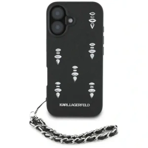 Wholesale Karl Lagerfeld Saffiano Crystals w/Chain Apple iPhone 16 black - KLD22031 - {ean13} - Hurt