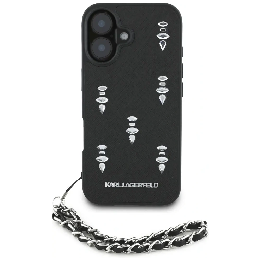 Hurtownia GSM - Karl Lagerfeld Saffiano Kristalle mit Kette Apple iPhone 16 schwarz - KLD22031 - {ean13} - Hurt