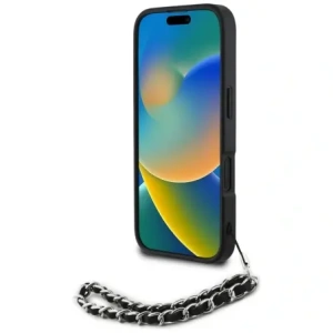 Wholesale Karl Lagerfeld Saffiano Crystals w/Chain Apple iPhone 16 black - KLD22031 - {ean13} - Hurt
