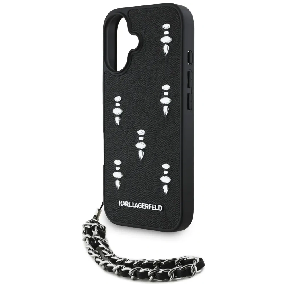 Hurtownia GSM - Etui Karl Lagerfeld Saffiano Crystals w/Chain do Apple iPhone 16 czarny - KLD22031 - {ean13} - Hurt