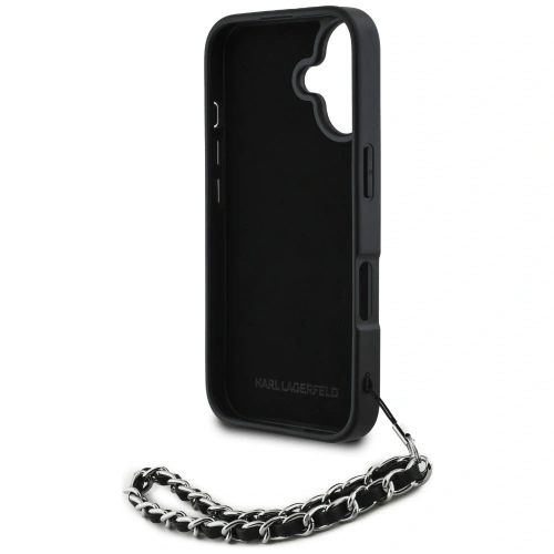 Etui Karl Lagerfeld Saffiano Crystals w/Chain do Apple iPhone 16 czarny