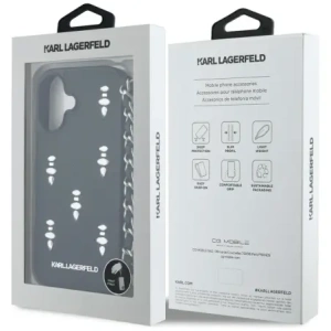 Wholesale Karl Lagerfeld Saffiano Crystals w/Chain Apple iPhone 16 black - KLD22031 - {ean13} - Hurt