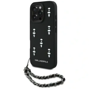 Hurtownia GSM - Karl Lagerfeld Saffiano Crystals s řetězem Apple iPhone 16 Pro černý - KLD22032 - {ean13} - Hurt