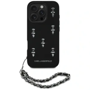 Wholesale Karl Lagerfeld Saffiano Crystals w/Chain Apple iPhone 16 Pro black - KLD22032 - {ean13} - Hurt