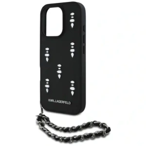 Hurtownia GSM - Karl Lagerfeld Saffiano Crystals s řetězem Apple iPhone 16 Pro černý - KLD22032 - {ean13} - Hurt