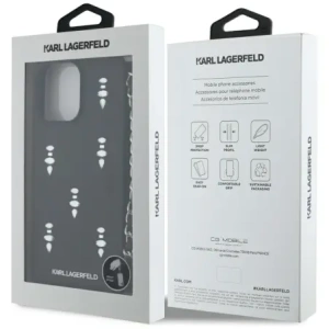 Hurtownia GSM - Karl Lagerfeld Saffiano Crystals s řetězem Apple iPhone 16 Pro černý - KLD22032 - {ean13} - Hurt
