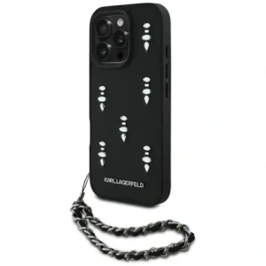 Wholesale Karl Lagerfeld Saffiano Crystals w/Chain Apple iPhone 16 Pro Max black - KLD22033 - {ean13} - Hurt