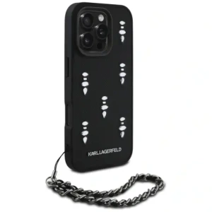 Wholesale Karl Lagerfeld Saffiano Crystals w/Chain Apple iPhone 16 Pro Max black - KLD22033 - {ean13} - Hurt
