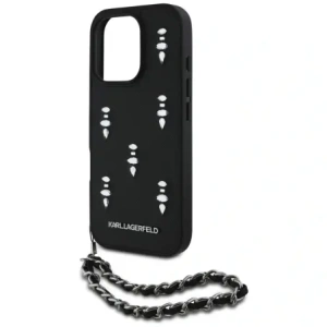 Wholesale Karl Lagerfeld Saffiano Crystals w/Chain Apple iPhone 16 Pro Max black - KLD22033 - {ean13} - Hurt