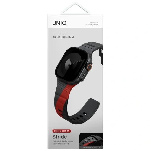 Pasek UNIQ Stride De Rubber do Apple Watch 6/7/8/9/10/SE/Ultra 1/2 44/45/46/49mm charcoal