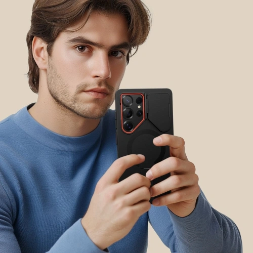 Etui Tech-Protect Kevlar Aura MagSafe Samsung Galaxy S25 Ultra Black/orange