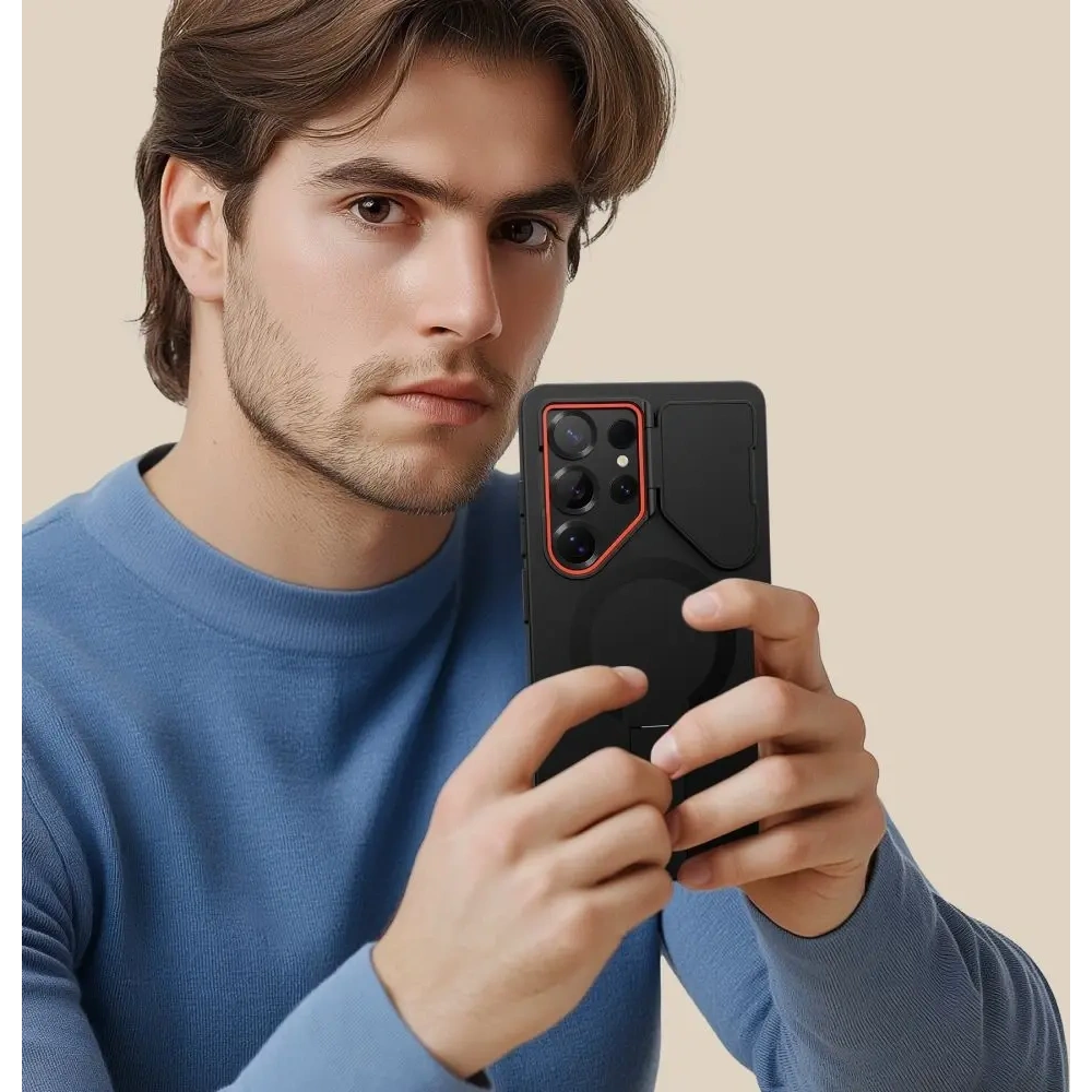 Hurtownia GSM - Tech-Protect Kevlar Aura MagSafe Samsung Galaxy S25 Ultra Negru/portocaliu - THP4130 - {ean13} - Hurt