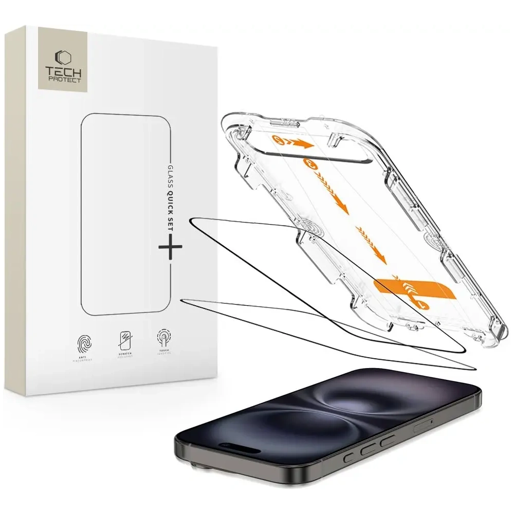Hurtownia GSM - Tech-Protect Quick Set+ Apple iPhone 15 / 16 Fekete [2 CSOMAG] - THP4133 - {ean13} - Hurt