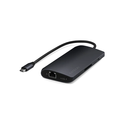 Adapter Satechi USB-C Multiport Adapter 8K USB-C / USB-A 3.2 Gen 1 5Gbps, 3xUSB-A 3.2 Gen 2 10Gbps, USB-C, HDMI, SD UHS-II, Ethernet (midnight)