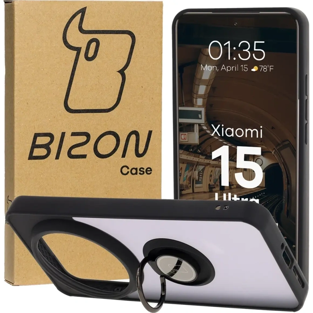 Wholesale Bizon Case Hybrid Ring Xiaomi 15 Ultra smoky with a black frame - BIZ9057 - {ean13} - Hurt