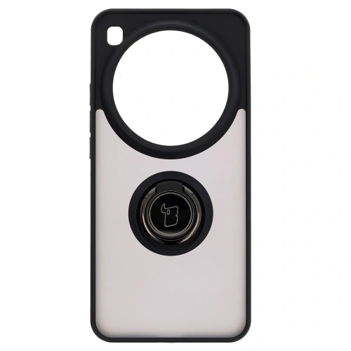 Etui z uchwytem na palec Bizon Case Hybrid Ring do Xiaomi 15 Ultra przydymione z czarną ramką