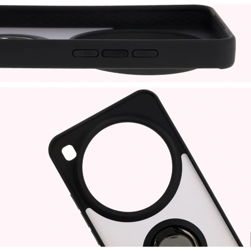 Etui z uchwytem na palec Bizon Case Hybrid Ring do Xiaomi 15 Ultra przydymione z czarną ramką