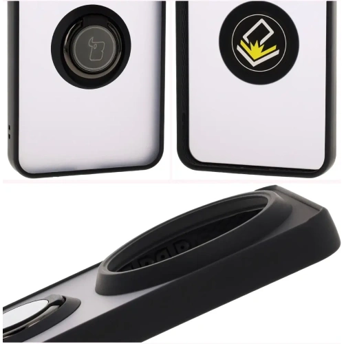 Etui z uchwytem na palec Bizon Case Hybrid Ring do Xiaomi 15 Ultra przydymione z czarną ramką