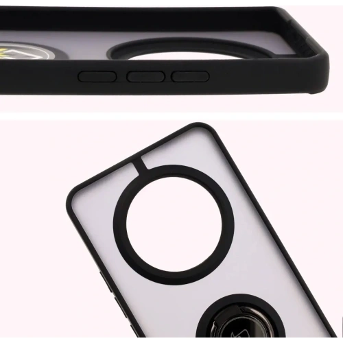 Etui z uchwytem na palec Bizon Case Hybrid Ring do Realme 14 Pro 5G przydymione z czarną ramką