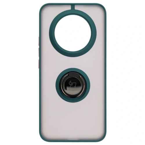 Etui z uchwytem na palec Bizon Case Hybrid Ring do Realme 14 Pro Plus 5G przydymione z ciemnozieloną ramką